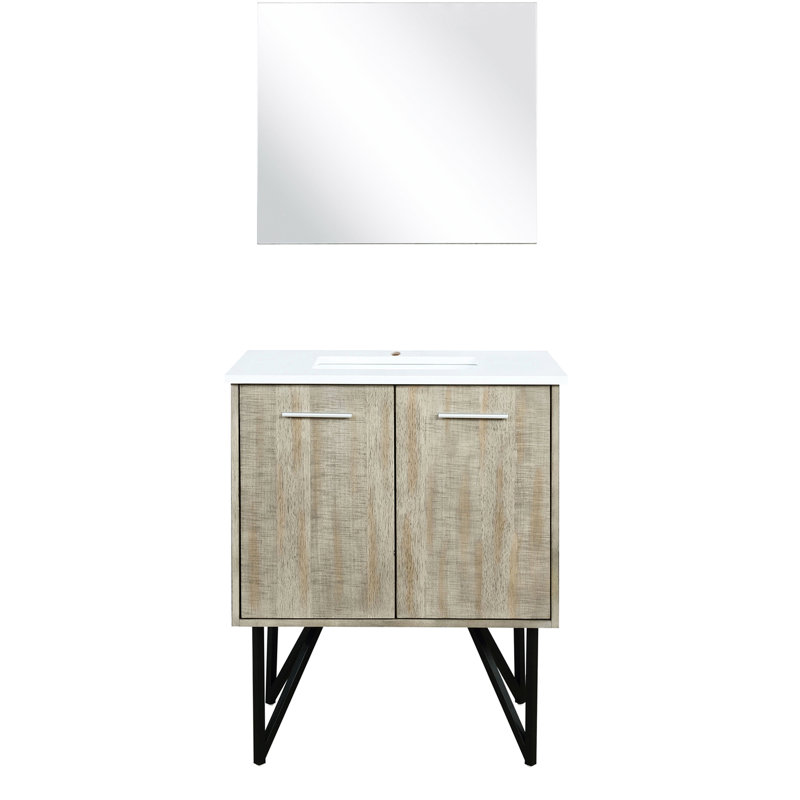 Rustique 30 po W Meuble-lavabo avec comptoir en marbre de culture 20 D et miroir 28 - fermeture en douceur, grattage, abondance de rangement offert en teinture X - matériau, options disponibles