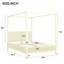 Grand lit plateforme à baldaquin en bois avec lattes de soutien, beige-130035947-130379943