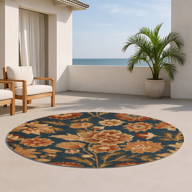 Tapis noir d'intérieur et d'extérieur Botanical