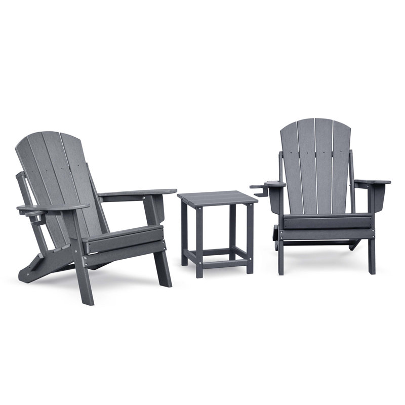Folding Outdoor Adirondack Chair Set Of 2 And Table Set