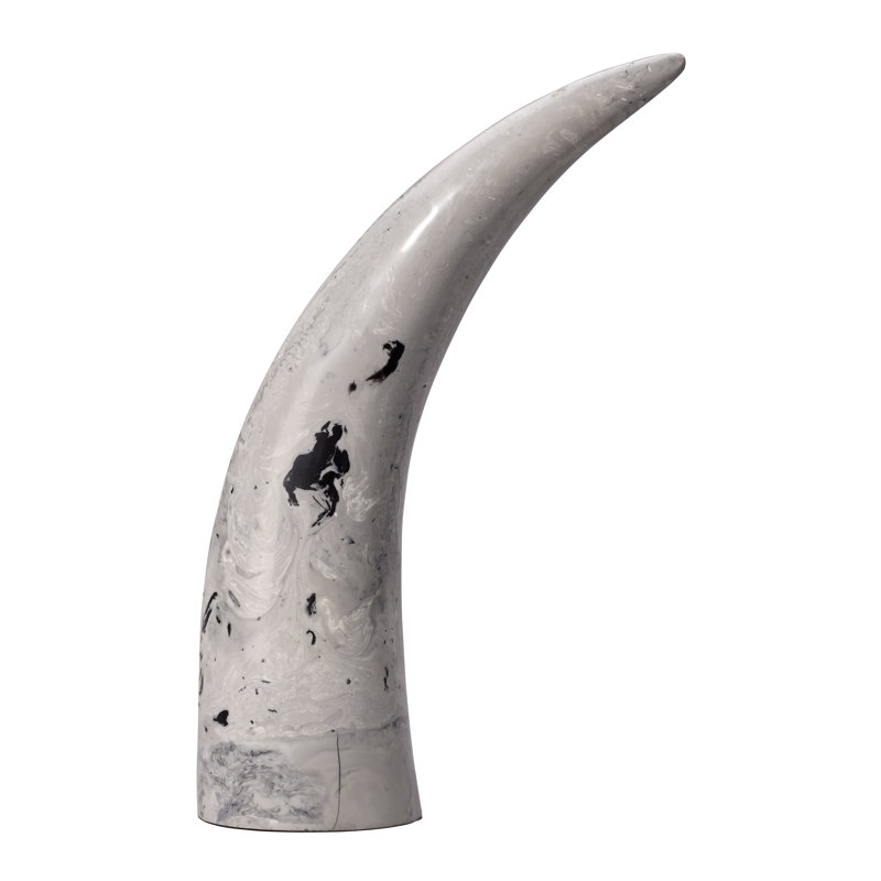 Variegated Resin Horn Sculptures in Cream, Black, and Gray