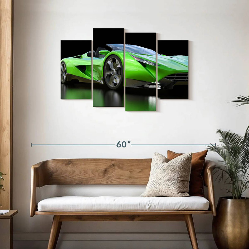 Voiture de sport verte Mehar, H 27 po x l 43 po