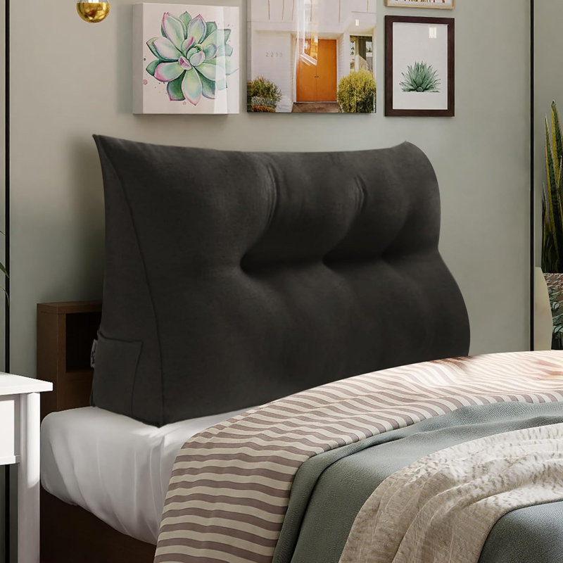 Coussin de tête de lit confortable, Lit simple, Gris foncé