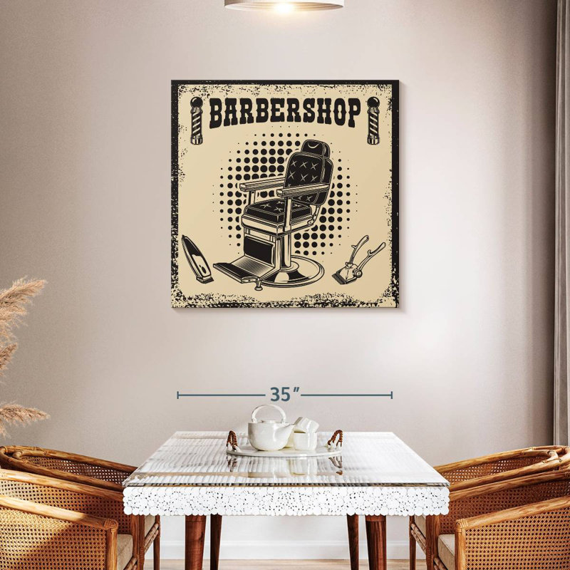 Enseigne murale rétro Khylige Barbershop, H 36 po x l 36 po