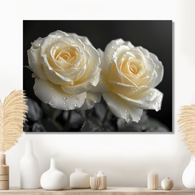 Monochrome White Grey Mystical Garden Roses - Roses Wall Decor