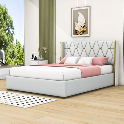 Cuji Full/Queen Size Upholstered Platform Bed with Metal Strips and Headboard -  Everly Quinn, A22C031ED7A24477B7AEC93C31885F68