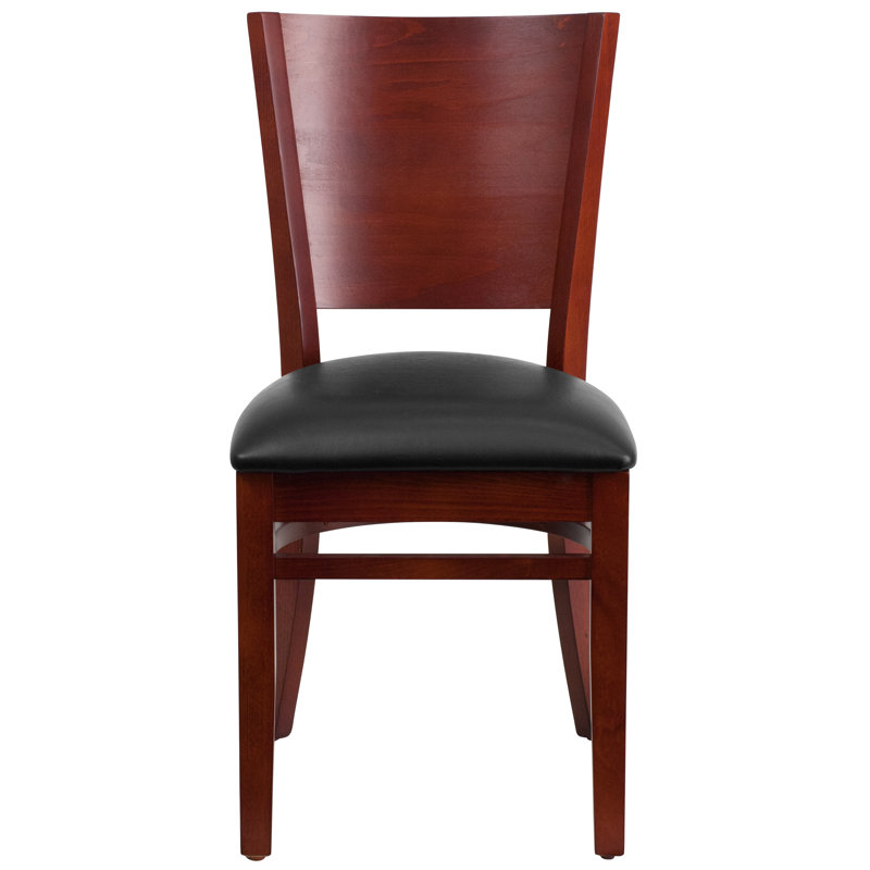 Kadircan Solid Back Wooden Restaurant Chair, Mahogany/Black