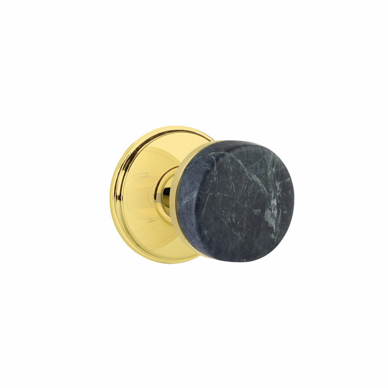 Ensemble de boutons de passage Emtek Select, rosette Watford, tige conique, bouton en marbre vert, CF, Laiton non laqué