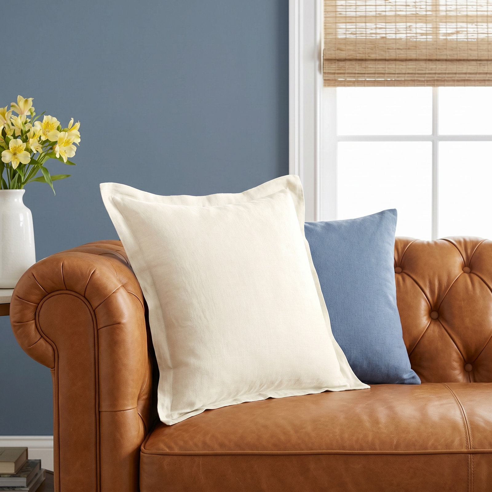 26" x 26" Linen Throw Pillow, Cream
