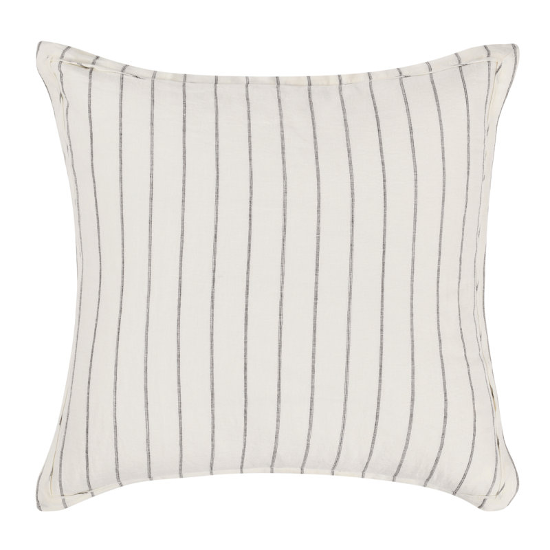 Ivory and Gray Striped Belgian Linen Euro Sham