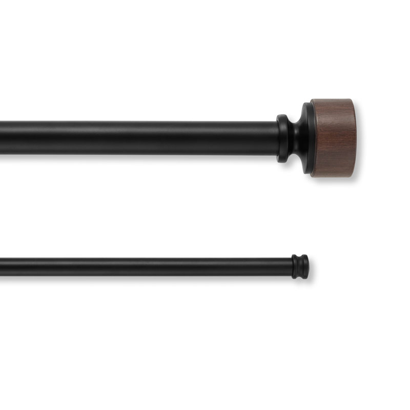Mode Premium Collection 1 1/8 in Diameter Curtain Rod Set with Geo Finials and Steel Wall Mounted Adjustable Rod, 36" - 72"