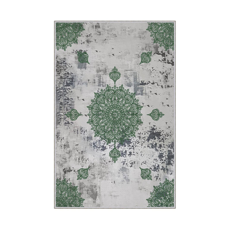 Stylish Hall Carpet (3.3 x 4.9 ft), 100% Polyester, 0.3 in Pile Height | Antibacterial, Non-Slip PVC Dot Underside | Woven Design with 3D Digital Printing | Machine Washable, Perfect for Home Décor & Comfort