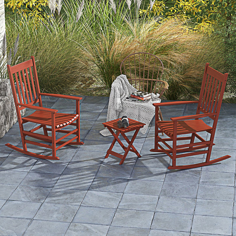Ensemble de 2 chaises berçantes d'extérieur avec table d'appoint, ensemble de chaises berçantes de patio