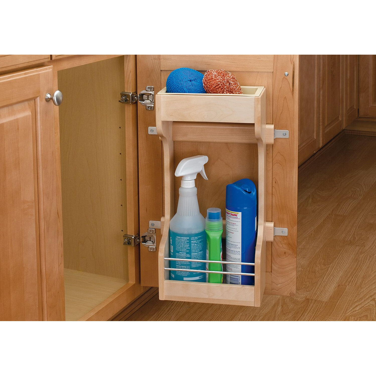 Rev-A-Shelf Dual Shelf Under Sink Organizer for Kitchen and Bathroom  Cabinets, 36 Sink Base Vanity Storage, Inside Door Mount, Maple Wood,  4SBSU-18