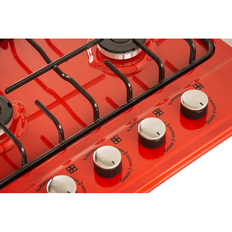 ABBA 23.7" 4 Burner Gas Cooktop, Red