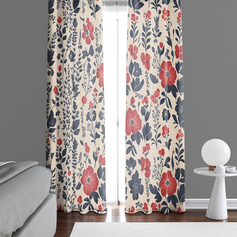 Paire de rideaux semi-transparents en polyester Rylai, L 40 po x L 61 po
