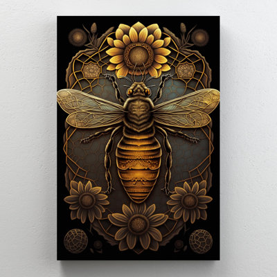 «Sunflowers And Bee», impression sur toile tendue
