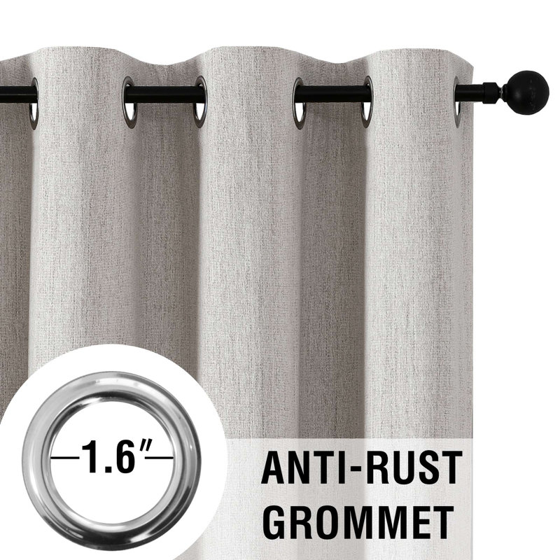Rideaux 100% occultant en chenille de lin texturé et isolant, avec doublure blanche, 2 panneaux, Nuage, L 42 po x L 84 po