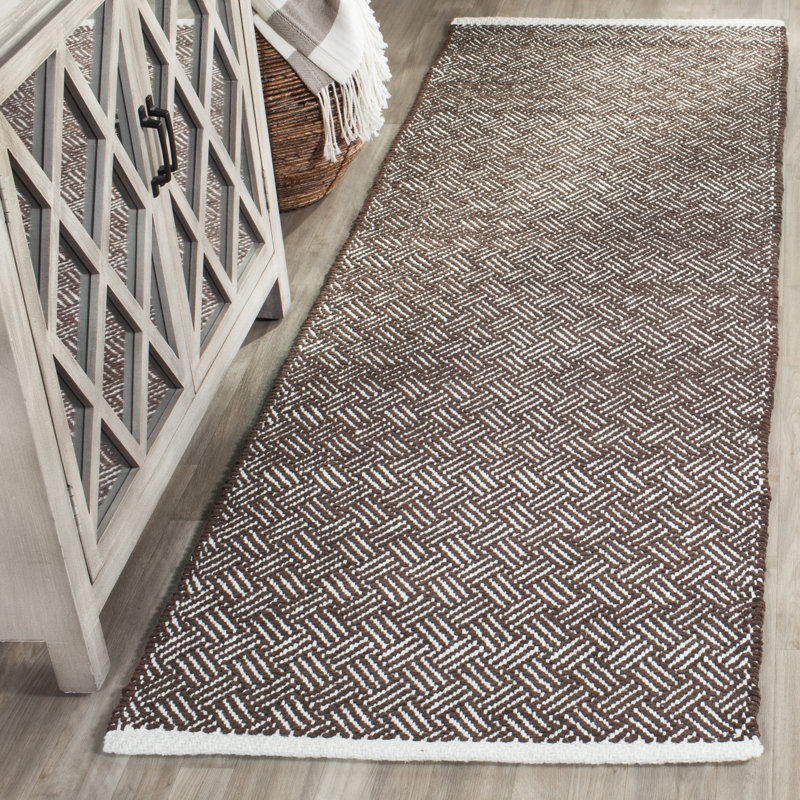 Tapis en coton tissé à plat Bryent, Tapis de couloir 2 pi 3 po x 7 pi