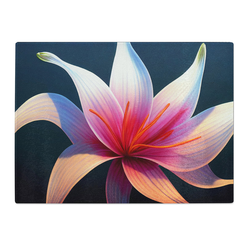 Futuristic Lily Flower Vol.3  Glass Chopping Board