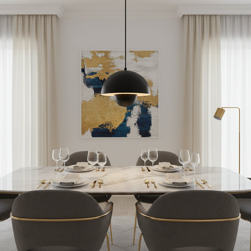Mini-luminaire suspendu moderne pour îlot de cuisine noir de 9 po, plafonnier à dôme en métal mat pour îlot de cuisine, salle à manger et chambre à coucher