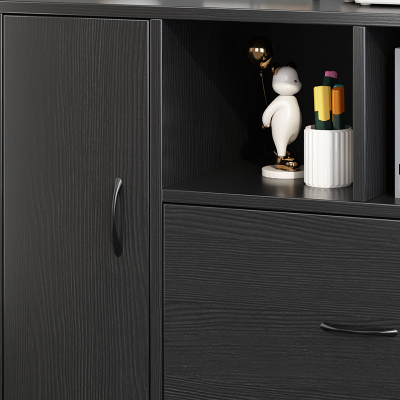 36.2''Wide  1-Drawer Rolling File Cabinet With Shelves, White