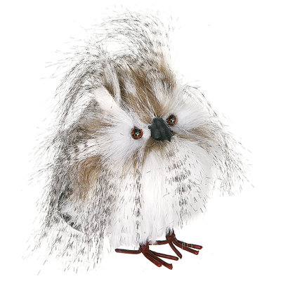 Standing Zebra Feather Owl 6"
