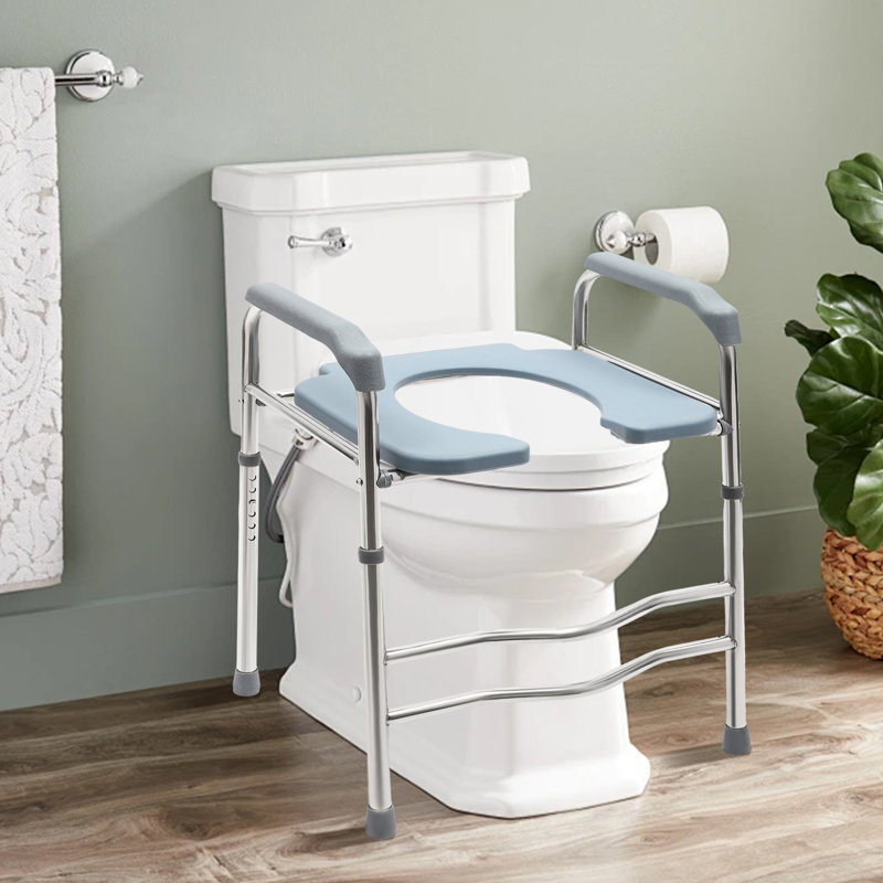 Siège de toilette surélevé réglable avec coussin