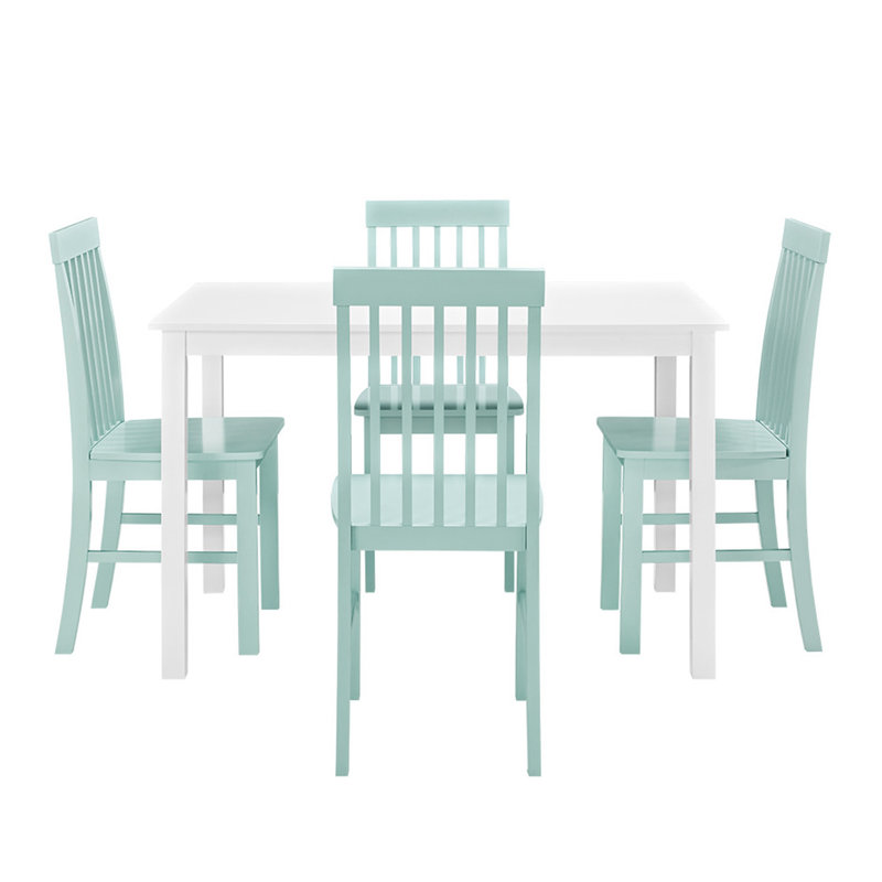 Pieper 5-Piece Dining Set with Slat Back Chairs, Green