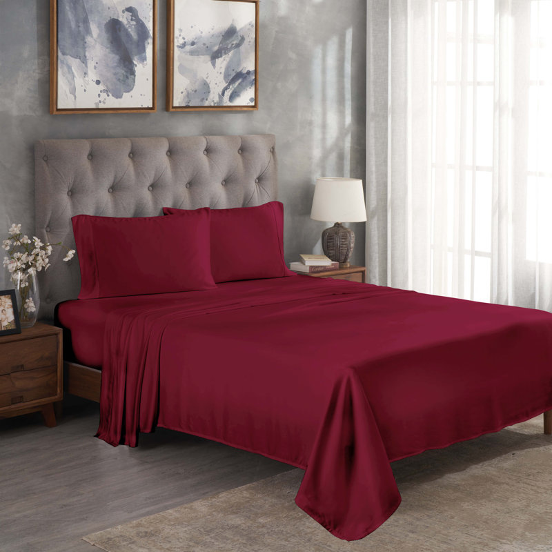 Lit de poche modulaire modulaire de Beechwood, Ensemble de draps pour très grand lit californien, Bourgogne
