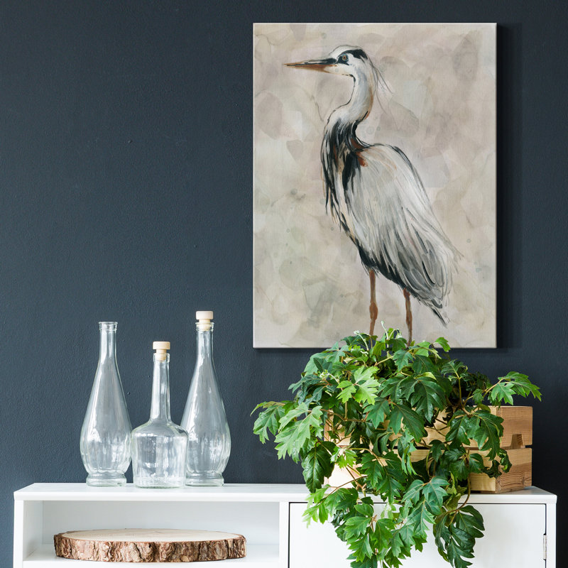 «Crane at Dusk II» par Carol Robinson - reproduction d'art sur toile tendue, H 40 po x l 30 po x P 1 po