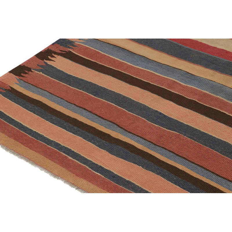 Wool Striped Area Rug in Red/Yellow/Blue