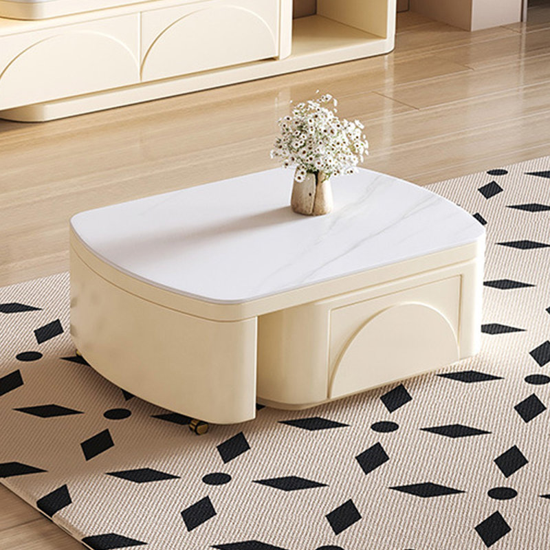 Table basse à piédestal extensible avec rangement