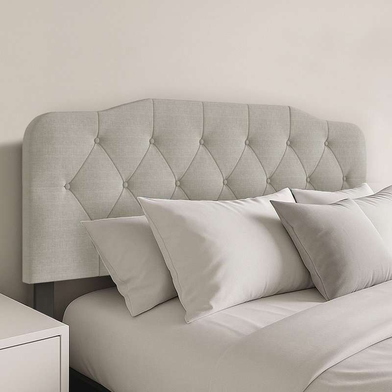 Richard Upholstered Panel Headboard, Queen, Warm Grey Linen