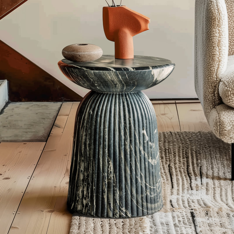 Table de bout Foundry Select Tithi, Faux-marbre gris