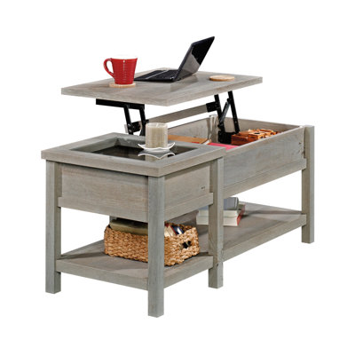 Table basse à plateau relevable, finition brune
