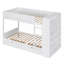 Lit superposé simple au-dessus d'un lit simple en bois massif, rangement intégré avec 2 tiroirs et armoire multicouche, blanc classique