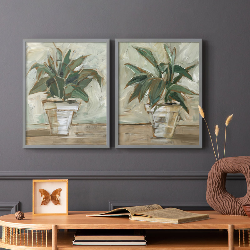 Impression impressionniste avec plante d'intérieur I-Premium - prête à être accrochée - aucun clou requis - aucun clou requis