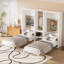 Lit escamotable simple et simple, lit escamotable pliable en métal avec garde-robe, tablettes et prises de courant, conception 2 en 1, peu encombrant, blanc