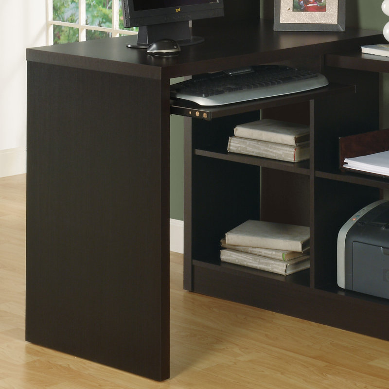 Bureau d'ordinateur, bureau à domicile, bibliothèque, coin en forme de L pour ordinateur portable, Cappuccino
