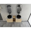 Meuble-lavabo mural 60 po avec lavabo d'art en céramique et 1 tablette de rangement, porte à fermeture en douceur, contreplaqué