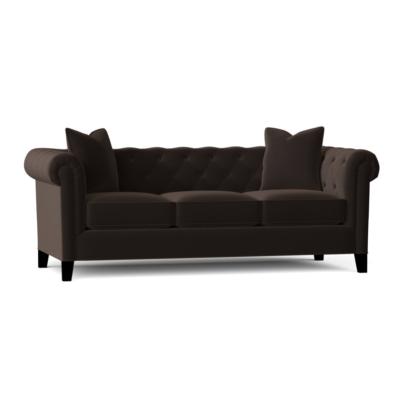 Caspar Upholstered 82'' Sofa, Bella Chocolate Performance Velvet