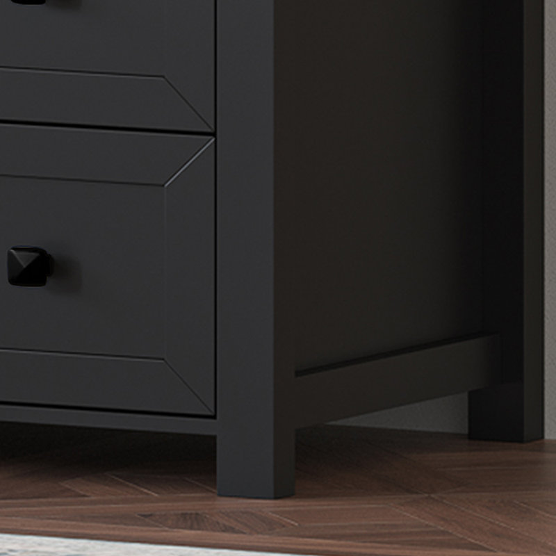 6 Drawer Dresser With Lights And Power Outlet, Black