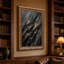 Tableau abstrait à coups de pinceau noirs et or sur toile-667428945