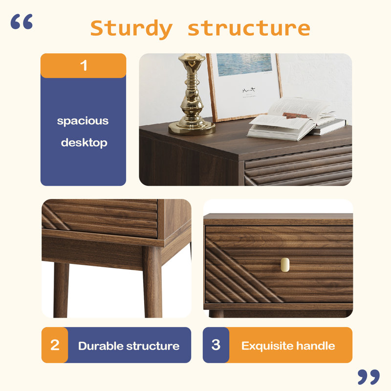 Ensemble de 2 pièces de table de chevet avec poignées en métal de style médiéval-moderne, ensemble de 2 pièces 15,75 po x 15,75 po x 21,65 po