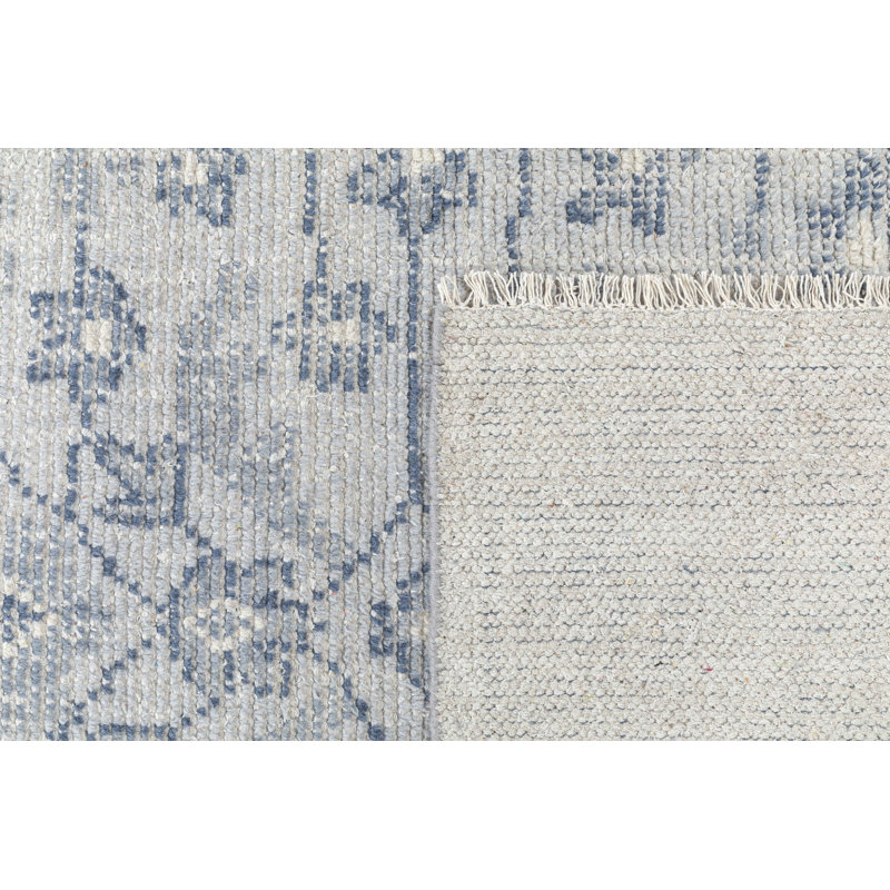 Tapis floral noué à la main Ronia, Rectangle de 5 pi x 8 pi