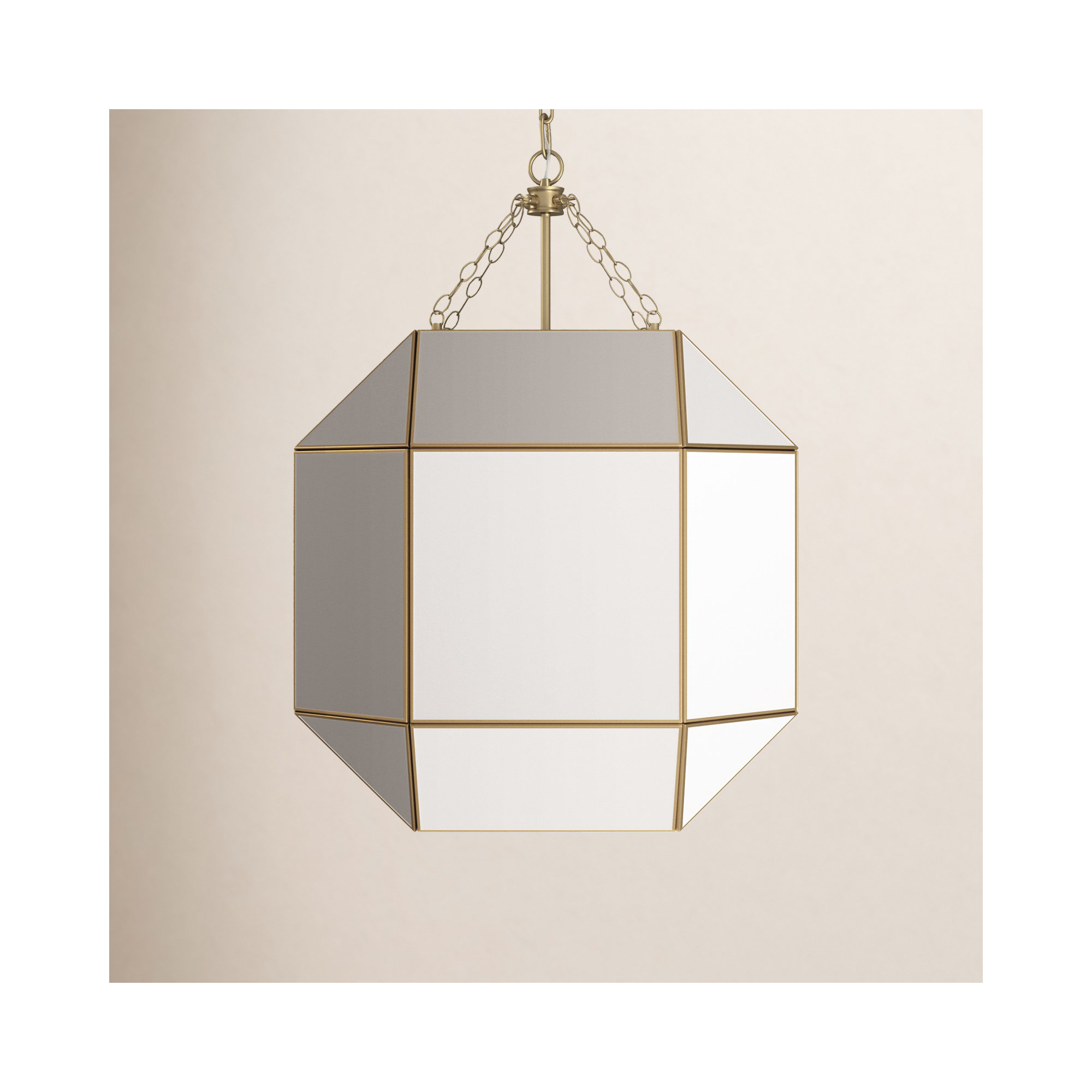 Reid 4 Light Glass Dimmable Pendant, No, Satin Brass