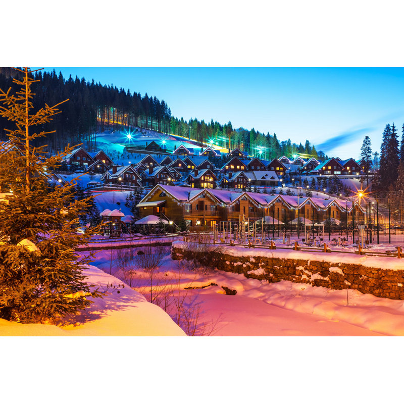 Hiver, station de ski de Bukkel, photographie de toile tendue, H 8 po x l 12 po