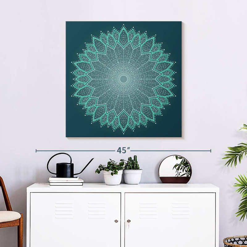 Mandala de couleur turquoise Kerner, H 30 po x l 30 po