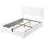 Lit plateforme tapissier blanc avec espace hydraulique. Fabrication en contreplaqué, 12 lattes. Aucun sommier tapissier requis. Revêtement en lin élégant. Capacité de 400 lb. Matelas non inclus: L 78,3 po x l 57,4 po x H 45,5 po-831190292-831190295